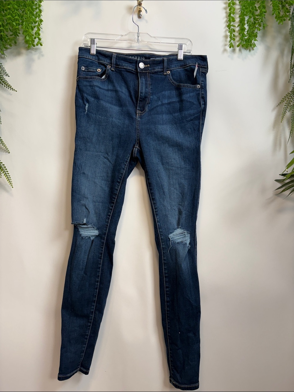 torrid Dark Wash Skinny Jeans with Knee Rips